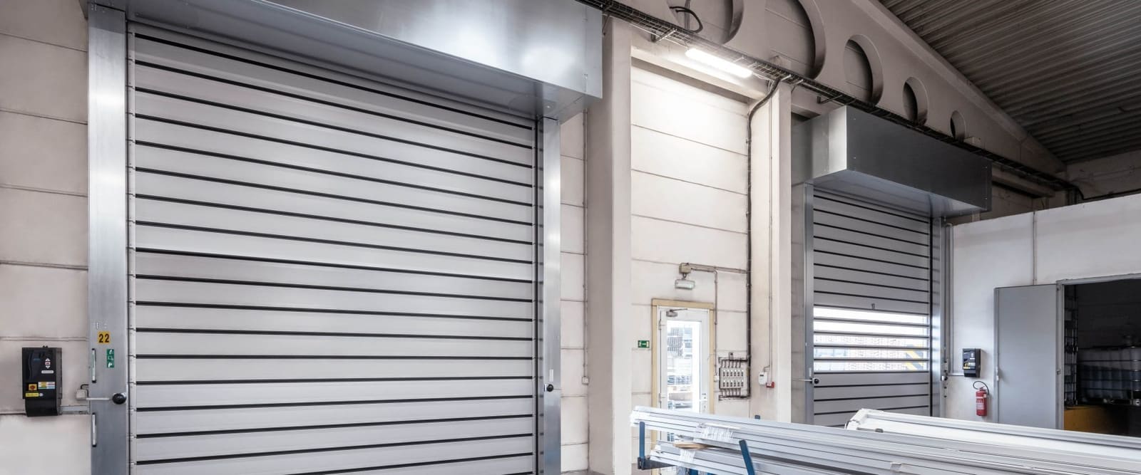 EFA-SST Alux spiral high speed door in industrial setting