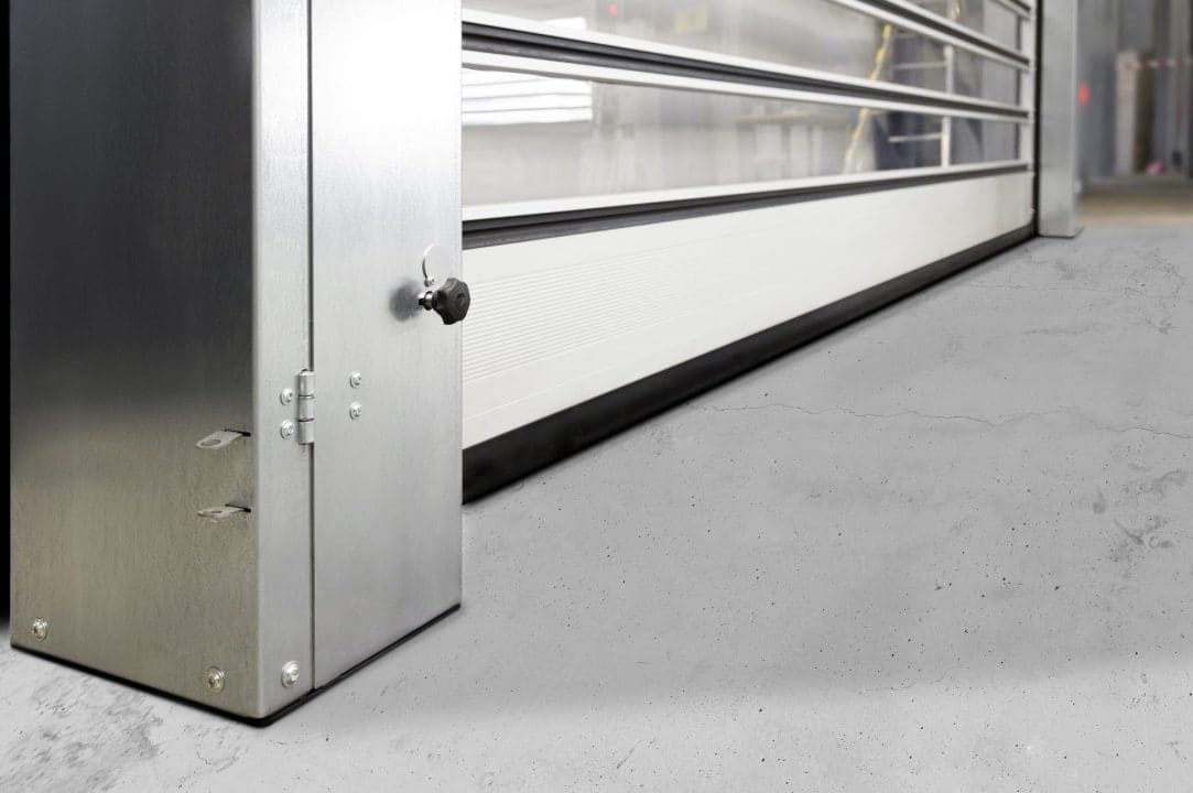 EFA-SST Clear spiral door showing transparent acrylic laths