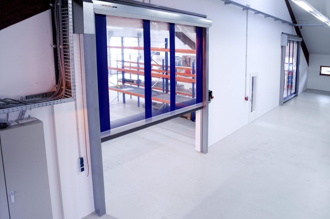 EFA-SRT ECO fabric high speed door open, side view