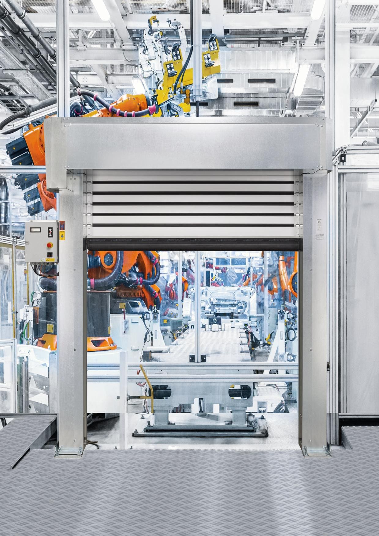 EFA-SST MS machine protection spiral door, aluminium laths and safety features